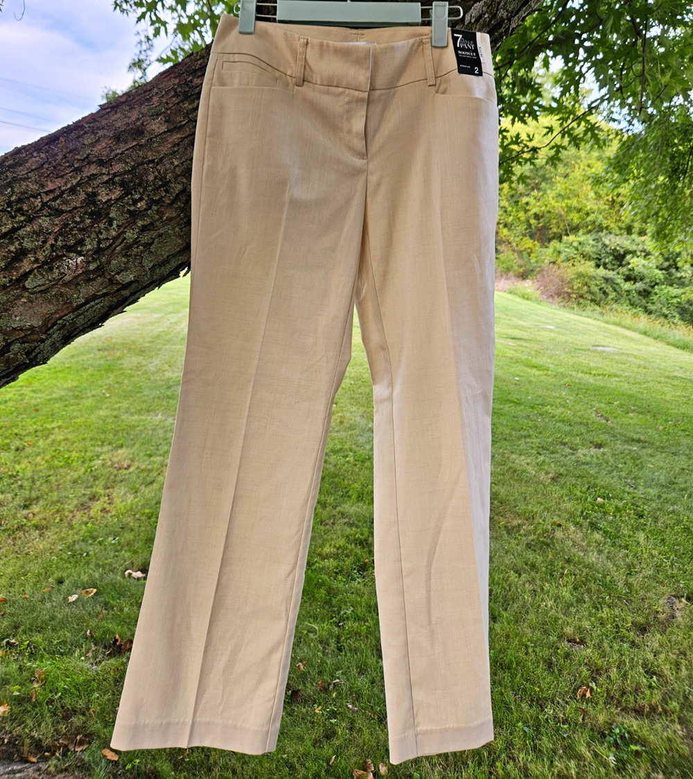 New York & Company Women’s 7th Ave Pant Bootcut Dress Pants 2P Petite Beige